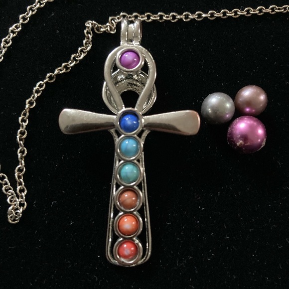 4 pc set plus 6 pearls Ankh Chakra, Lucky Elephant with 2x20” 925 Silver Chains - Picture 11 of 16